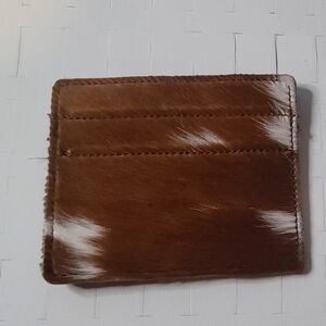 NWOT Brown and White LeatherCowhide Credit Card Wallet
